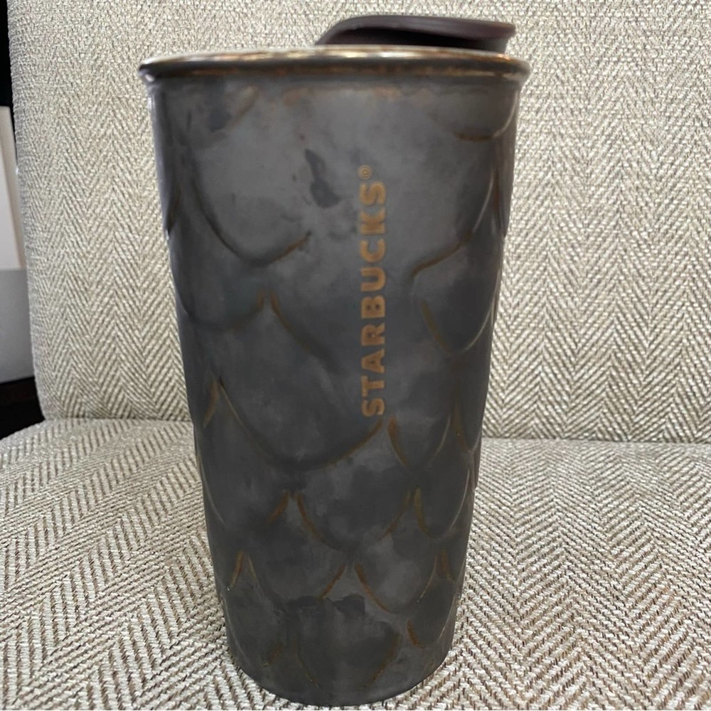 Starbucks 2016 anniversary bronze mermaid ceramic coffee Tumbler travel mug - Picture 5 of 8